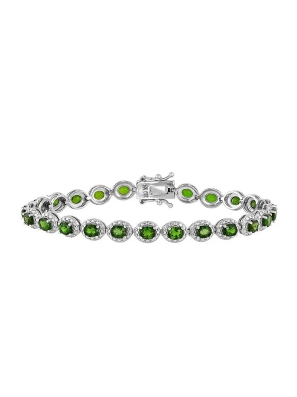 NIB - JTV Green Chrome Diopside Rhodium Over Sterling Silver Bracelet 6.07ctw